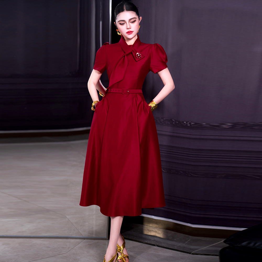Women'S Red Formal Wear - ZJYT Rotes Damenkleid Trend 2026 Frühling