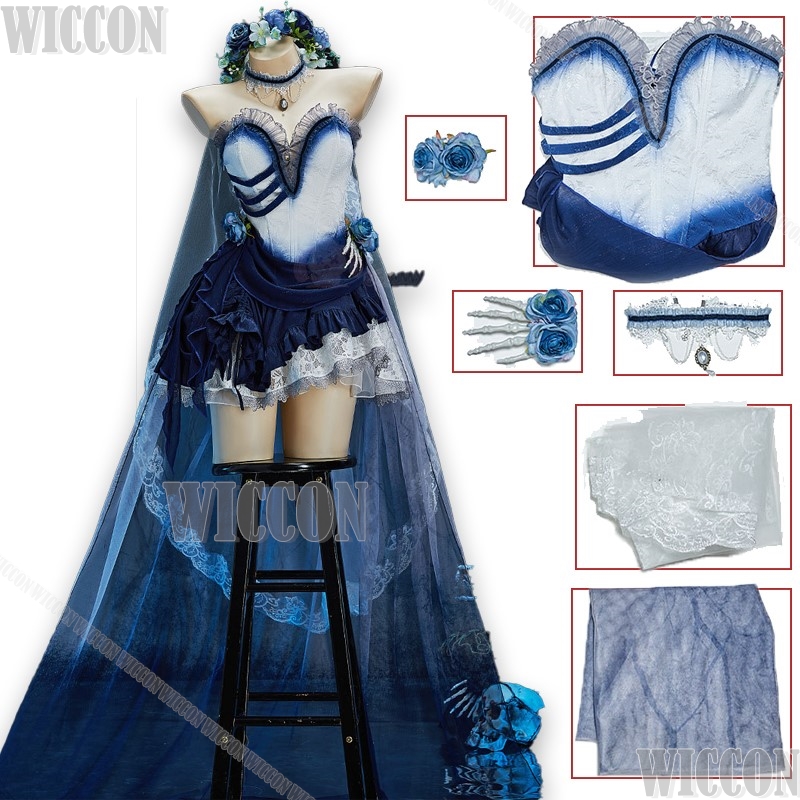 Formal Skirt - Corpse Bride Halloween Cosplay Kleid Blau